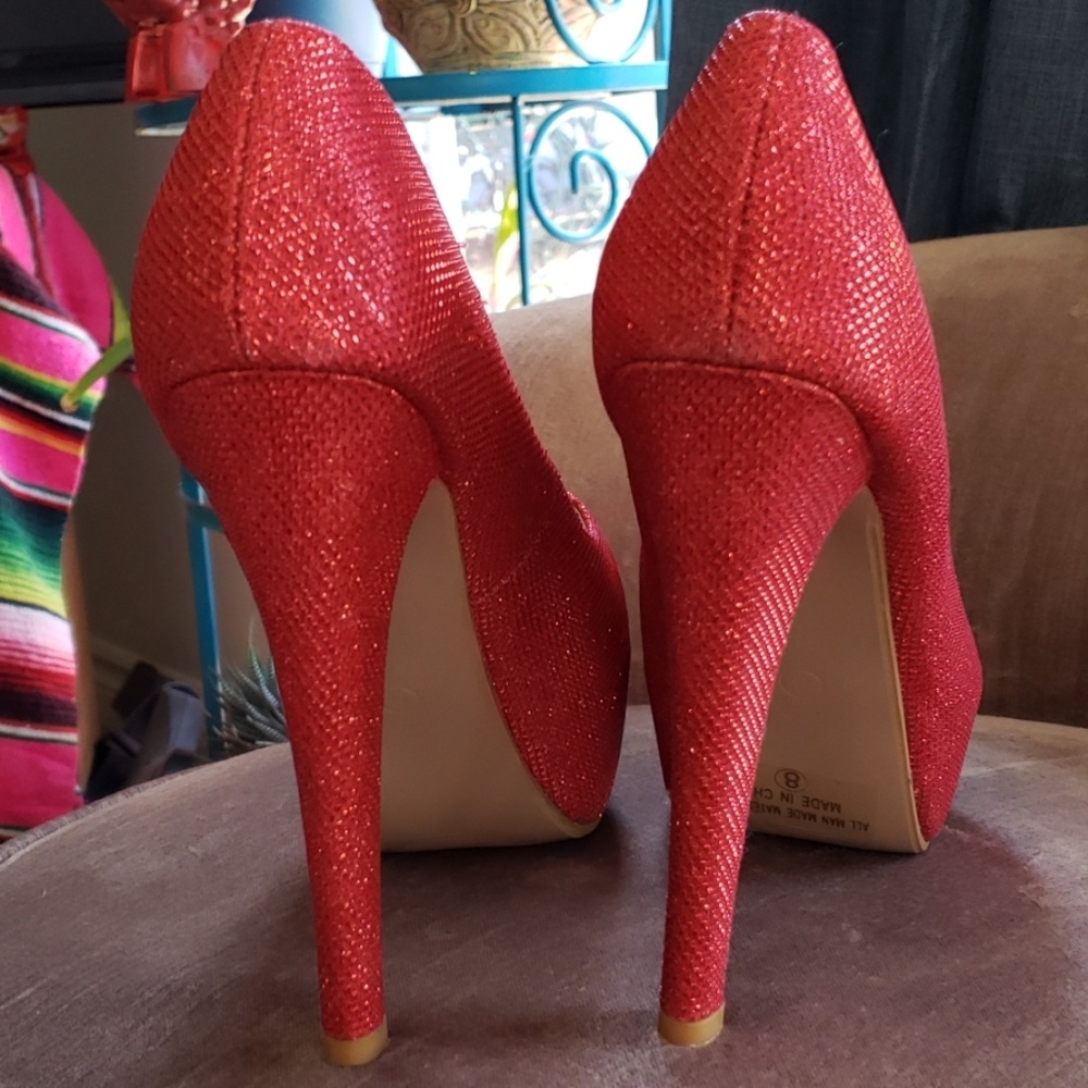 Ruby Red Platform Heels - image 3